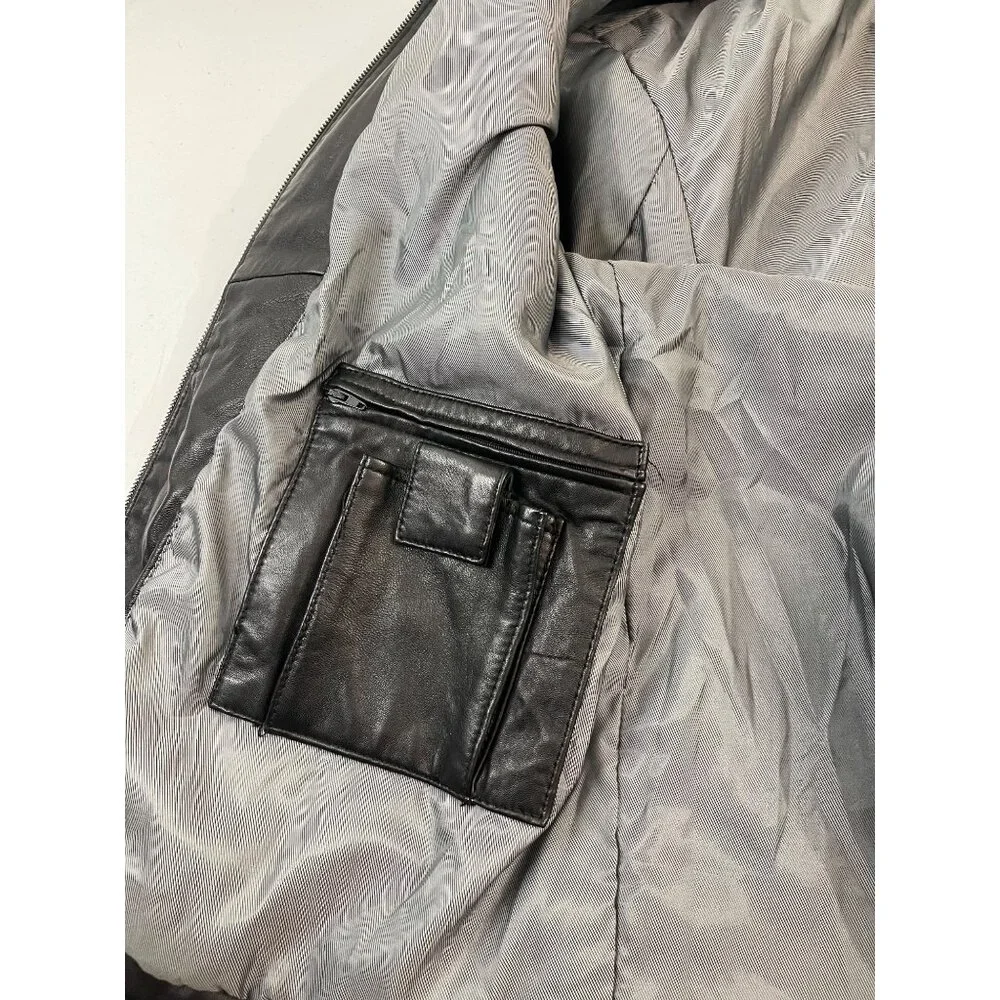 IZOD Men's Black Leather Jacket Full Zip Lined Size XL Classic Style - Picture 10 of 16